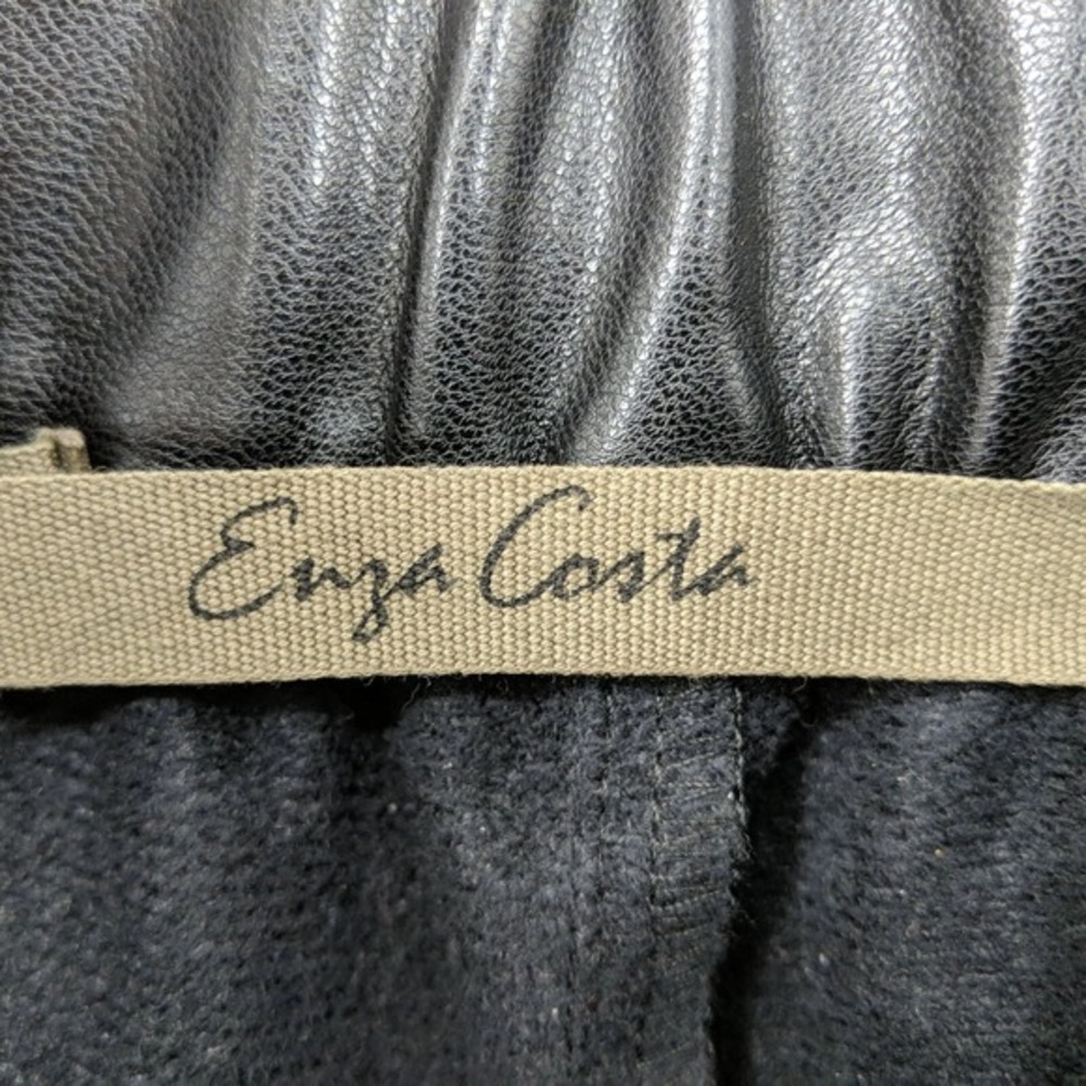 Enza Costa Faux Leather Drawstring Elastic Jogger Pants Black Women's Sz 1 Small - Picture 3 of 5
